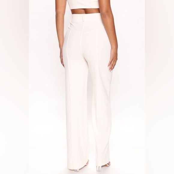 NWT,Fashion Nova,Sasha Wide Leg Pants - Cream Elegant Cream Women's Pants,Size M - Picture 2 of 12